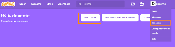 Cuenta docente: creación de clase