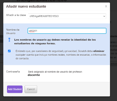 Añadir estudiante manualmente 1