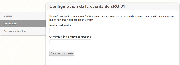 Resetear contraseña alumnado