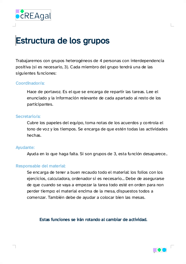 La imagen muestra la portada de la estructura de grupos