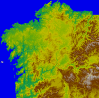 Mapa do relevo de Galicia