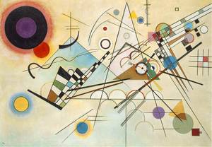 KANDINSKY, v. Composition VIII  1923 (140 Kb); Oil on canvas, 140 x 201 cm (55 1/8 x 79 1/8 in); Solomon R. Guggenheim Museum, New York.