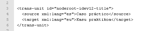 Trozo de código xliff