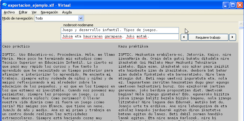 Viendo un archivo traducido