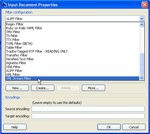 Elegir filtro XML Stream Filter