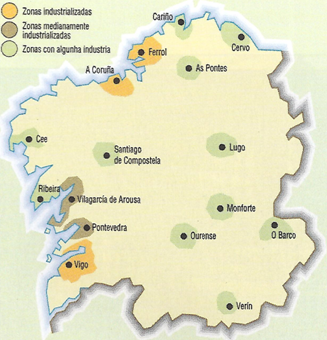 Zonas de localización da industria galega Zonas de localización da industria galega