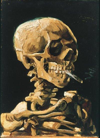 Calavera con cigarrillo de Van Gogh, 1885