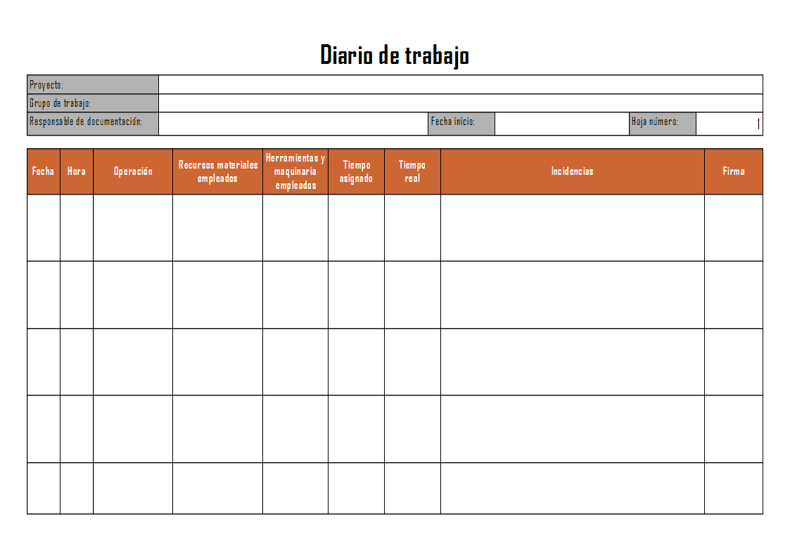 Imagen con una tabla modelo para un disrio de trabajo para la fase de construcción de un proyecto.