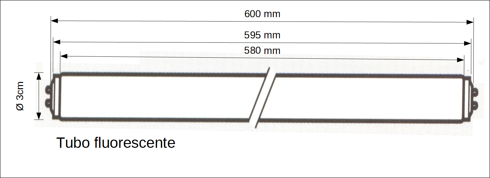 Dibujo de un tubo fluorescente.