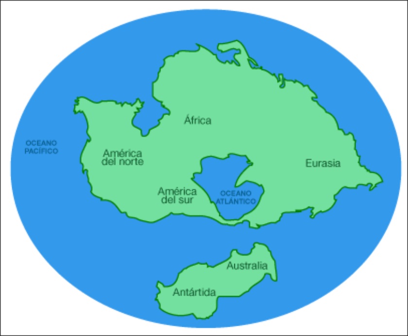 Imagen del planeta Tierra dentro de millones de años con un único continente denominado "Pangea Última"