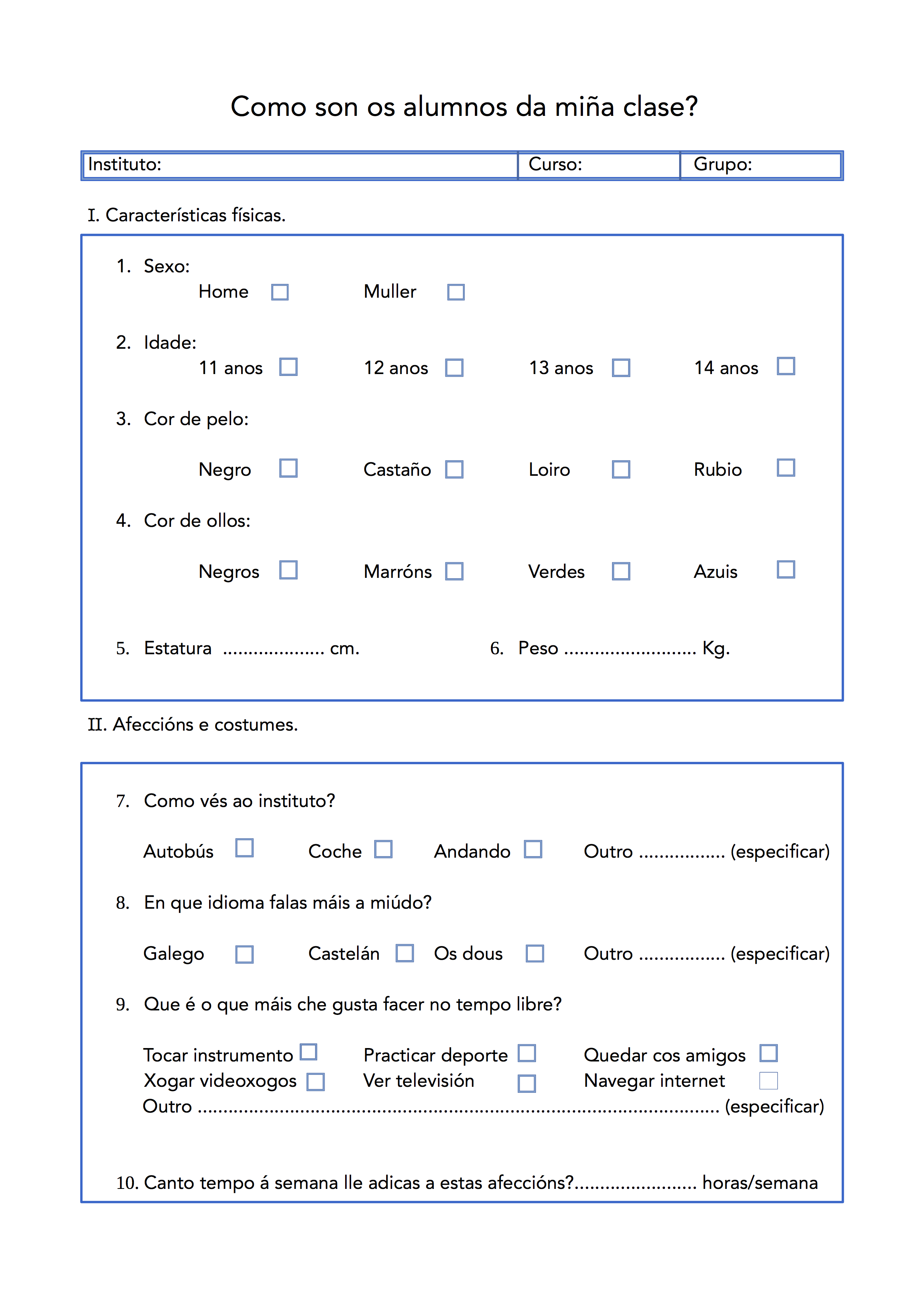 Cuestionario. Cuestionario