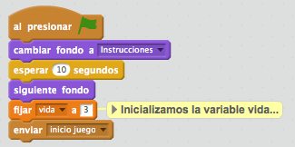 Código del escenario