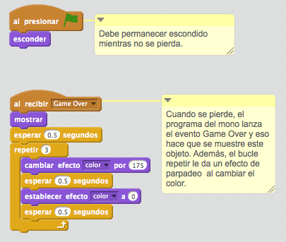 Código del objeto Game Over