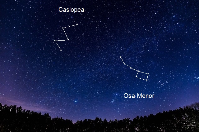 Casiopea e estrela Polar