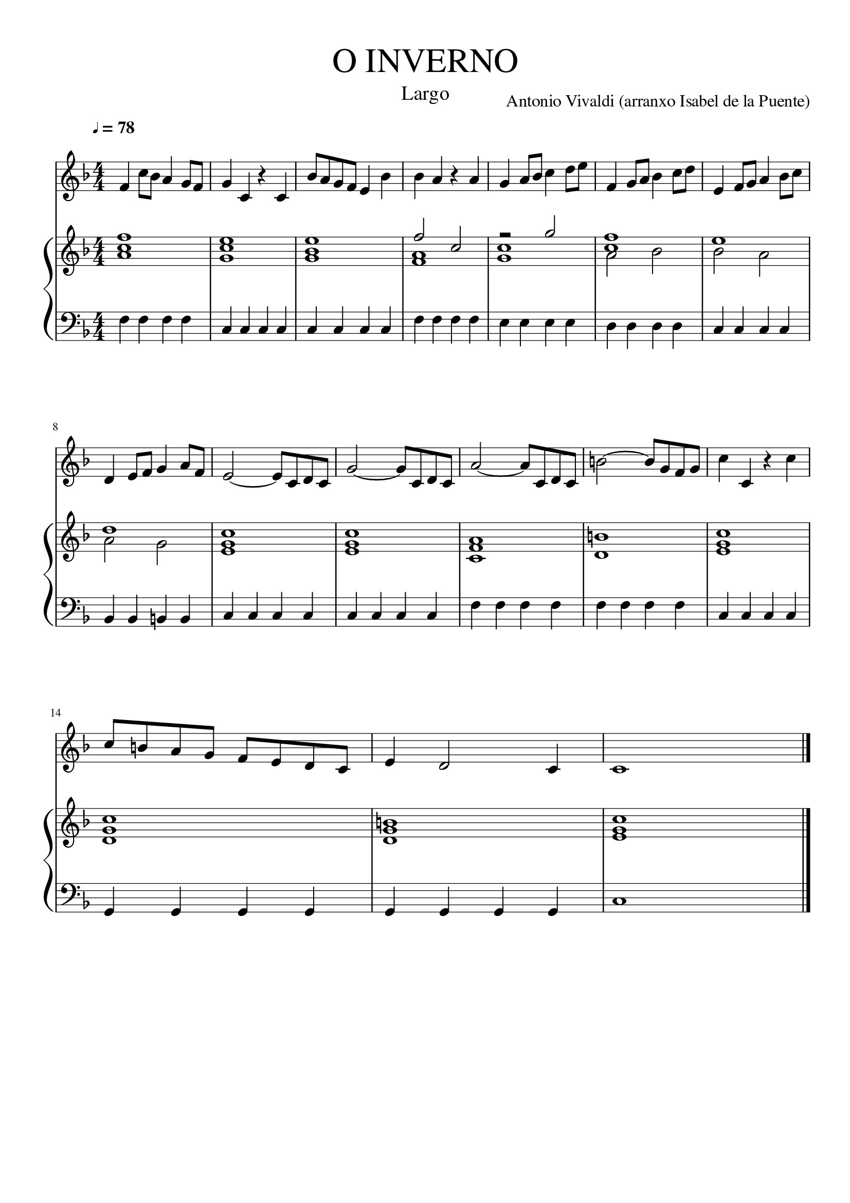 partitura O inverno Vivaldi arranxo I. de la Puente