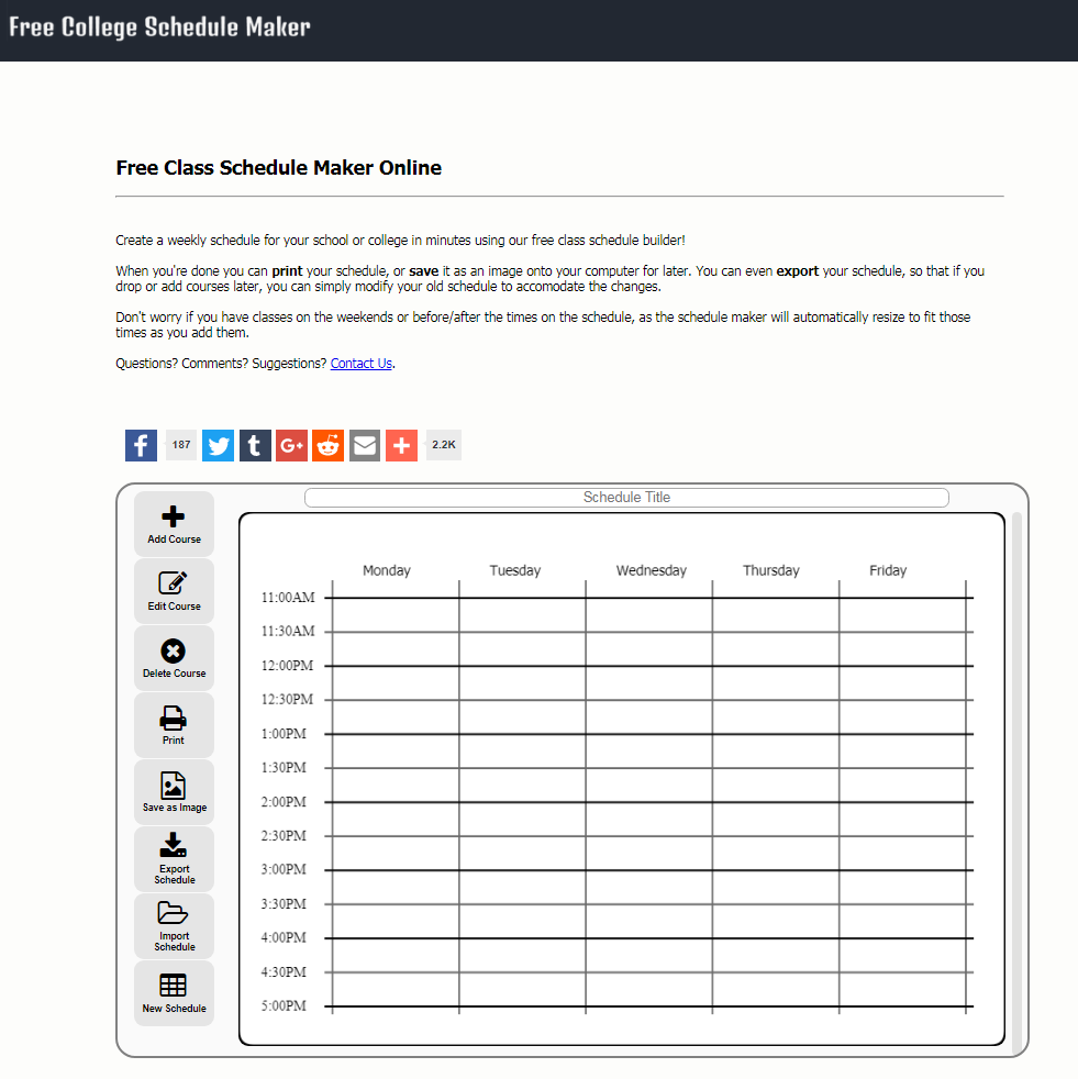 Schedule Maker Schedule Maker
