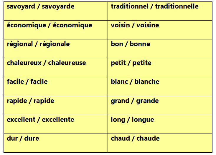 adjectifs