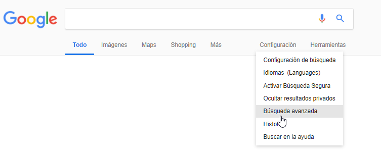 Procura avanzada en Google