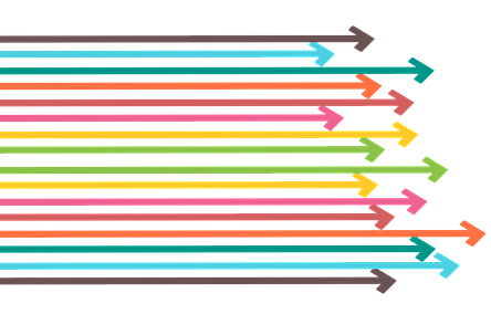 frechas de cores apuntando á dereita