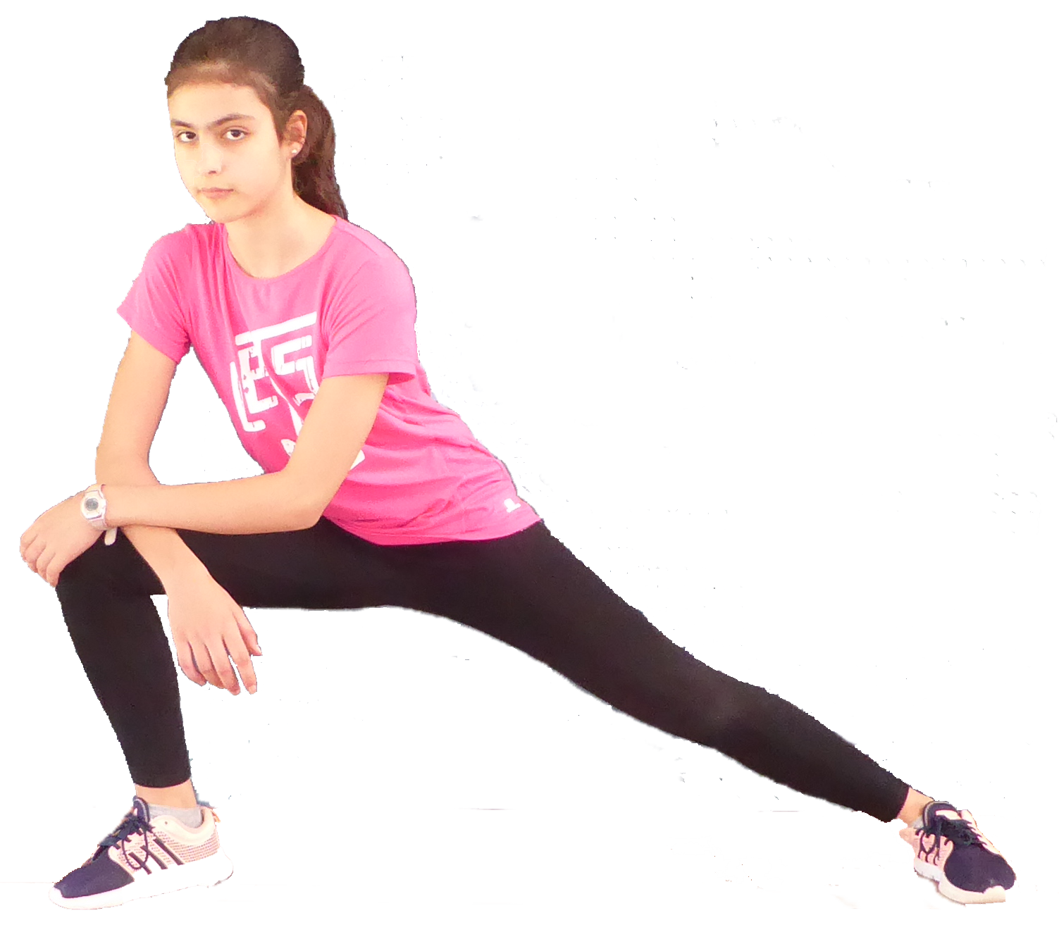 Andrea stretches adductors