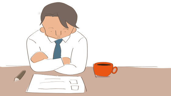 Dibujo de un hombre reflexionando ante una mesa de trabajo