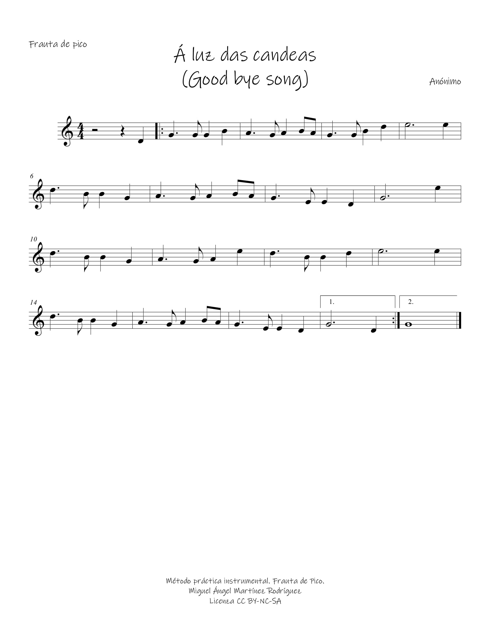 partitura good bye song