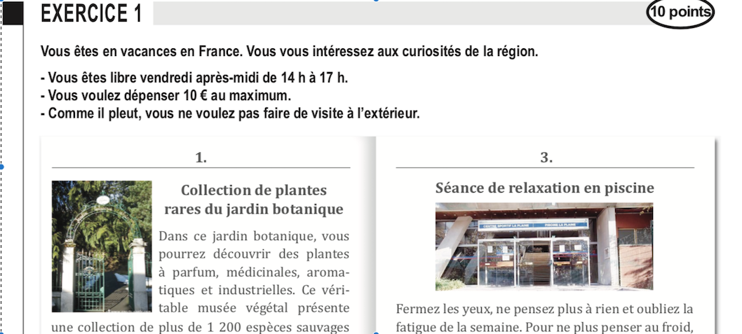 C´est un exercice de compréhension écrite de l´examen avec la notation