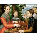 Lucia, Minerva y Europa Anguissola xogando ao xedrez, 1555, Muzeum Narodowe (Museo Nacional), Poznan, Polonia. Wikipedia.org