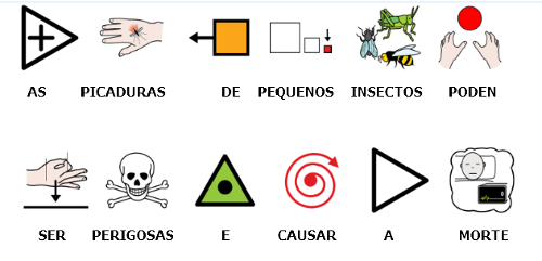 Texto con pictogramas: \