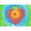 Heart in cool and warm colours