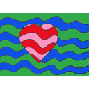 Wavy heart in cool and warm colours