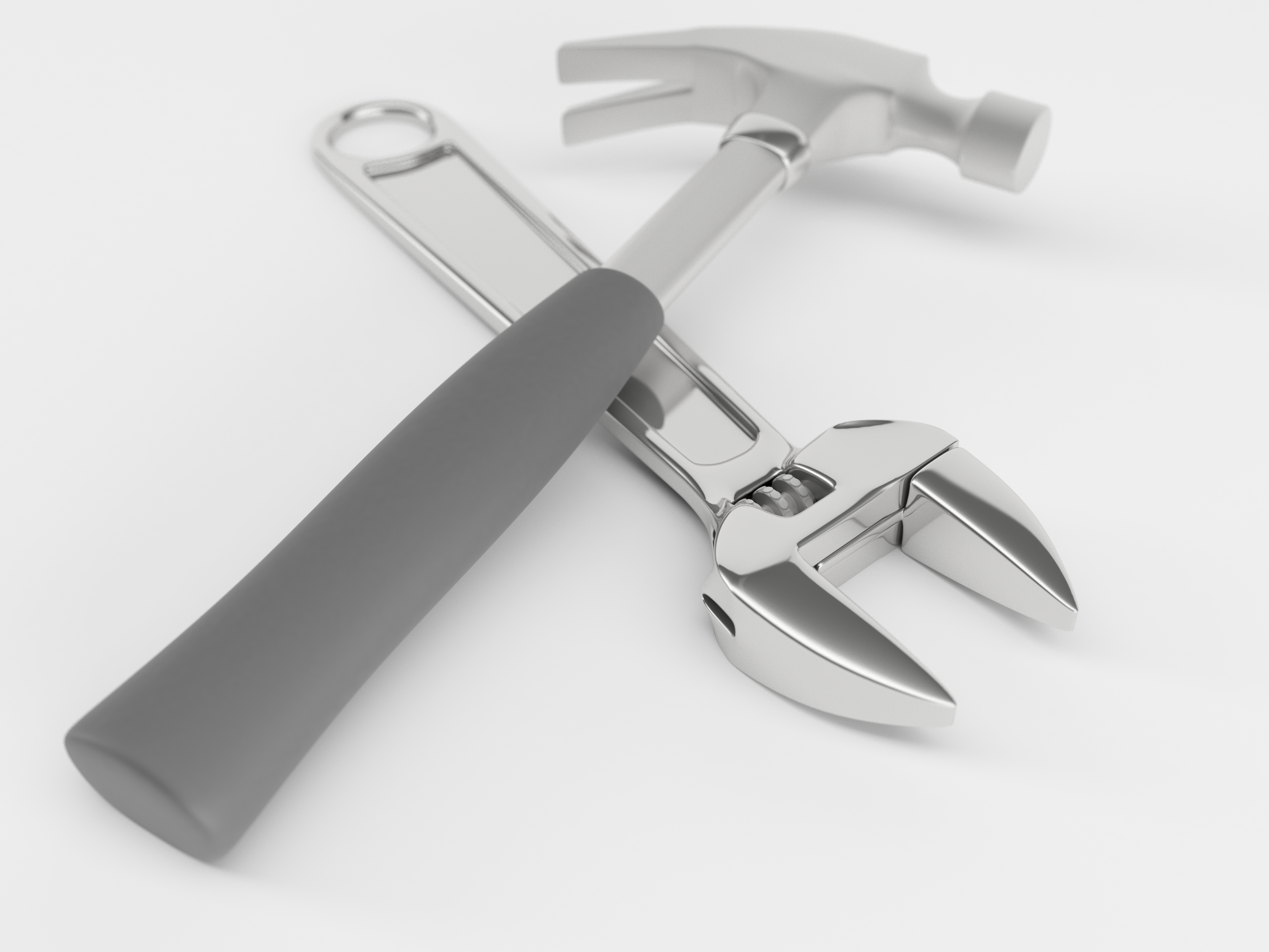 Martelo e chave inglesa