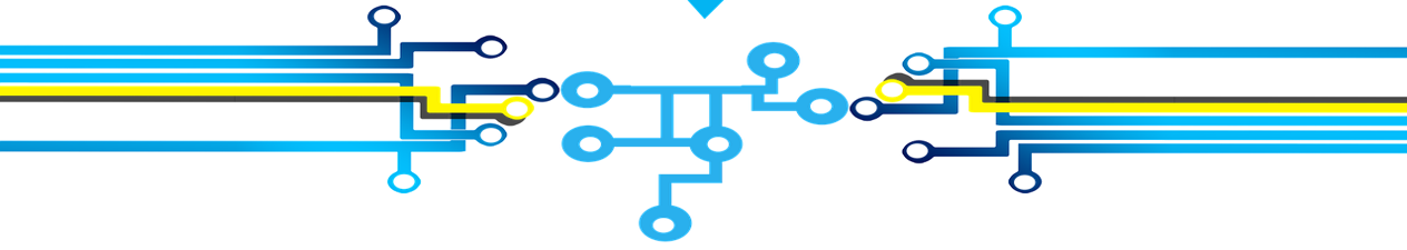 Ilustración formada por flechas de cores e nodos.