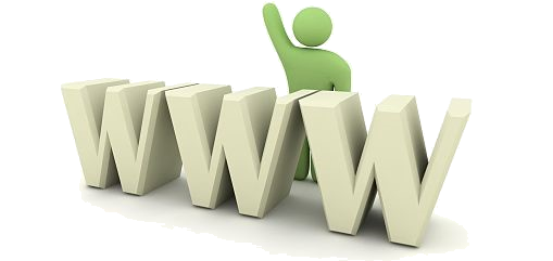 Ilustración coas letras en grande WWW e unha figura detrás.