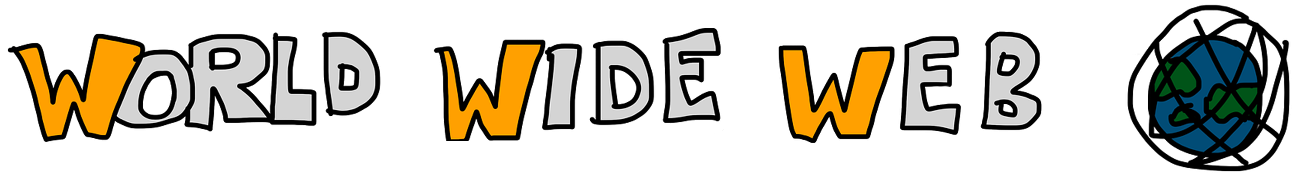 Ilustración con letras similares ás escritas a man co texto "World Wide Web) e un debuxo da Terra.