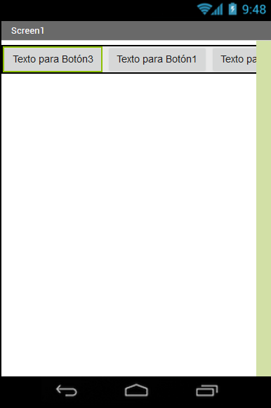 Disposición horizontal Ventá do visor con tres botóns cunha diposición horizontal.