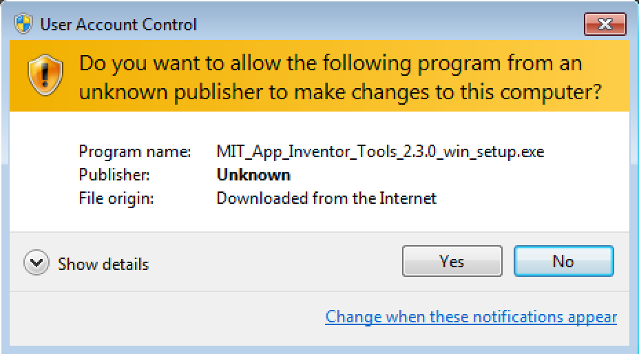 Ventá de advertencia de Windows sobre a orixe descoñecida do software que se está a instalar.