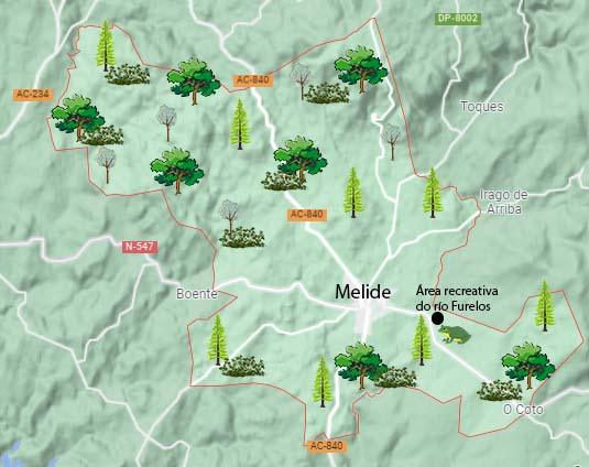 Mapa municipio de Melide