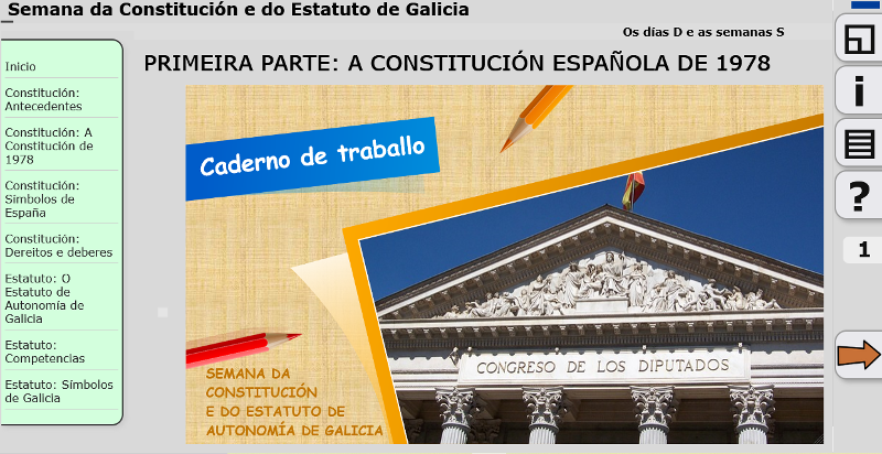 Portada do caderno sobre a Semana da Constitución e o Estatuto de Galicia