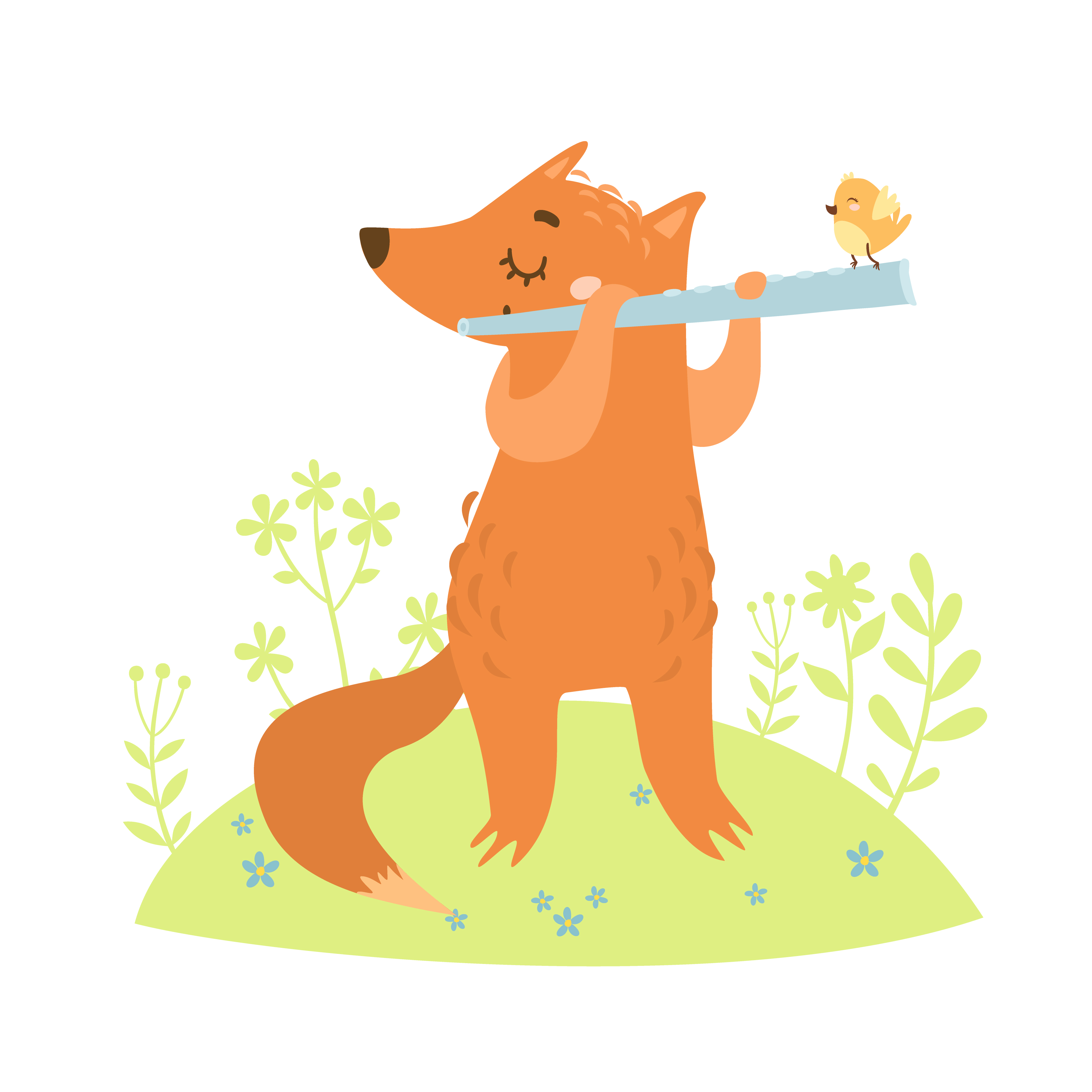 Raposo tocando a frauta