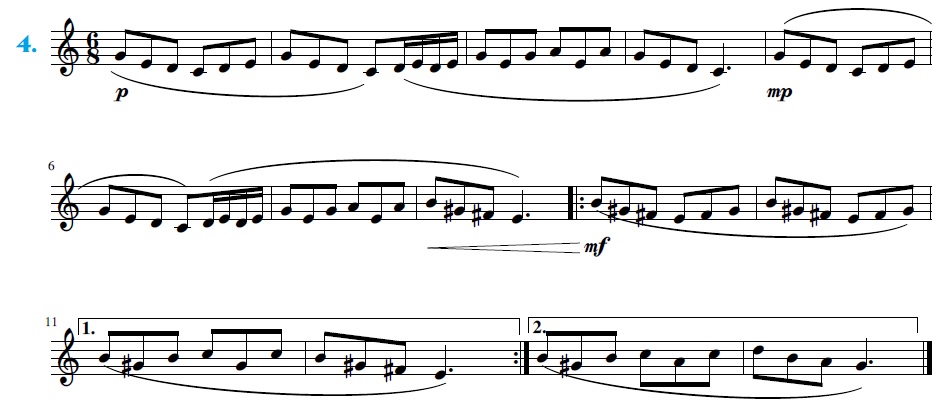 Partitura Melodía 6/8 en Do M