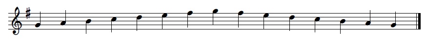 Escala ascendente e descendente Sol M co Fa# na armadura