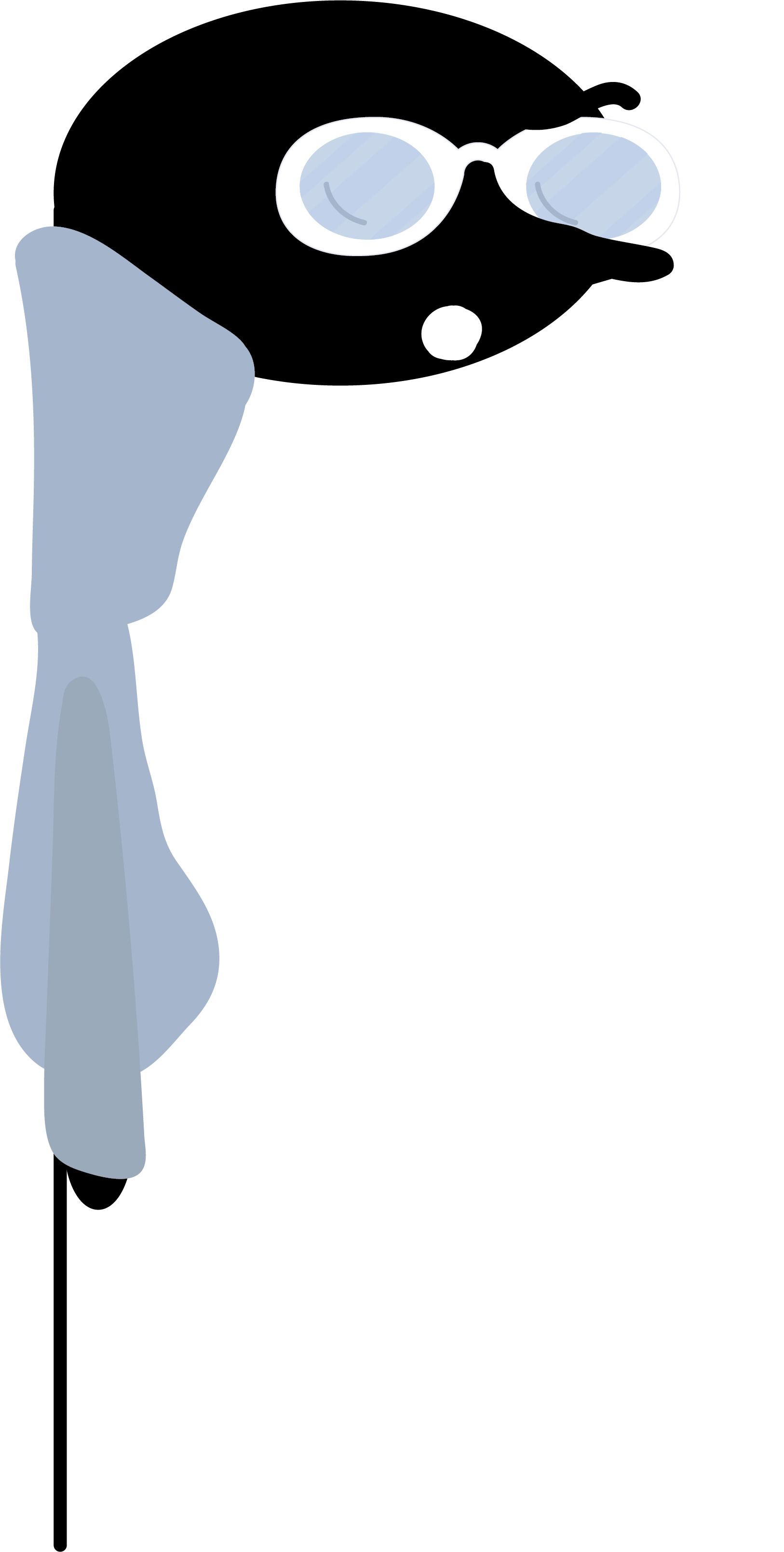 Unha negra animada con gafas e coa boca aberta