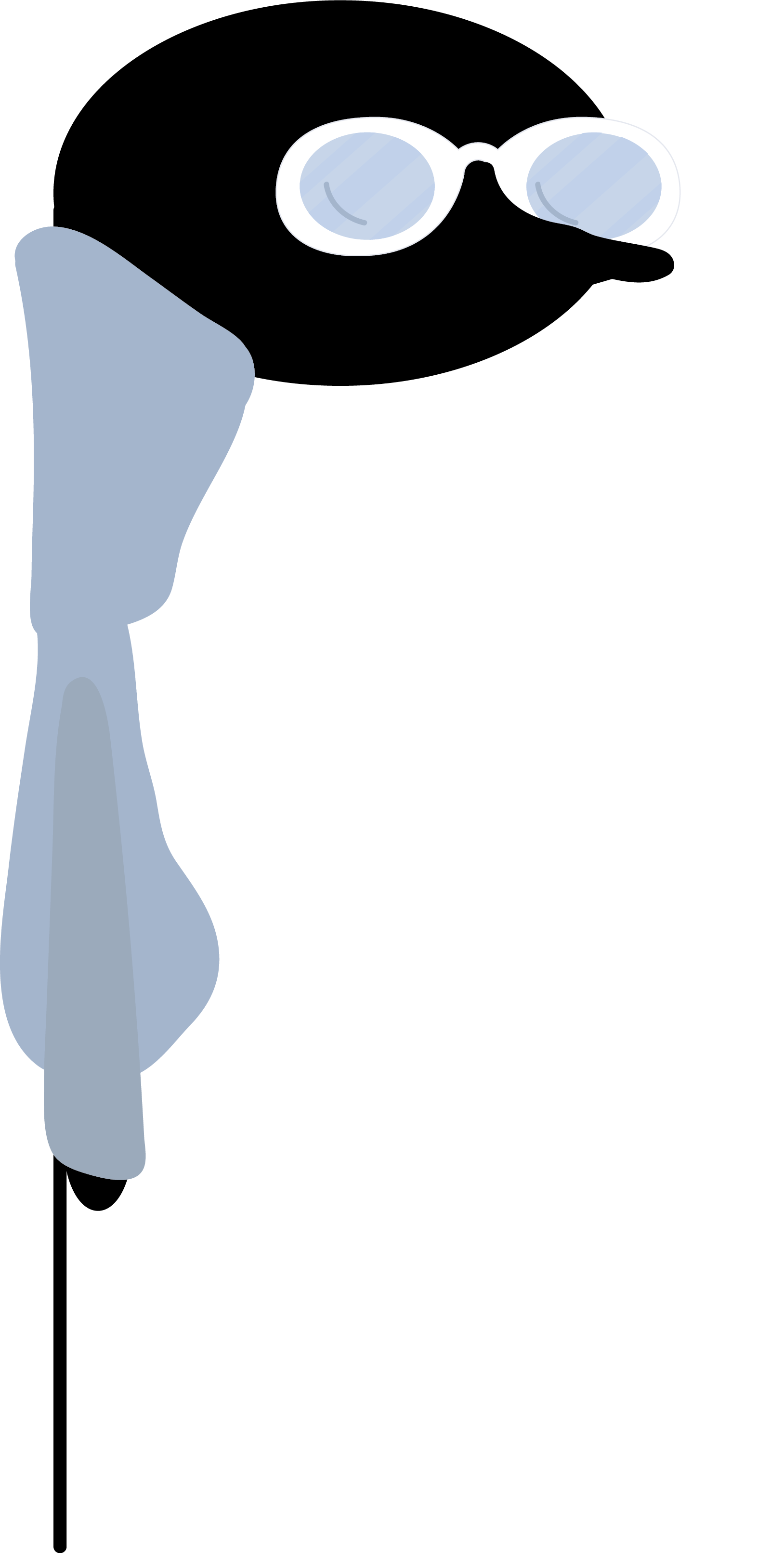 Unha negra animada con gafas e postura concentrada