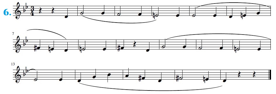 Partitura Melodía 3/4 en Sol m