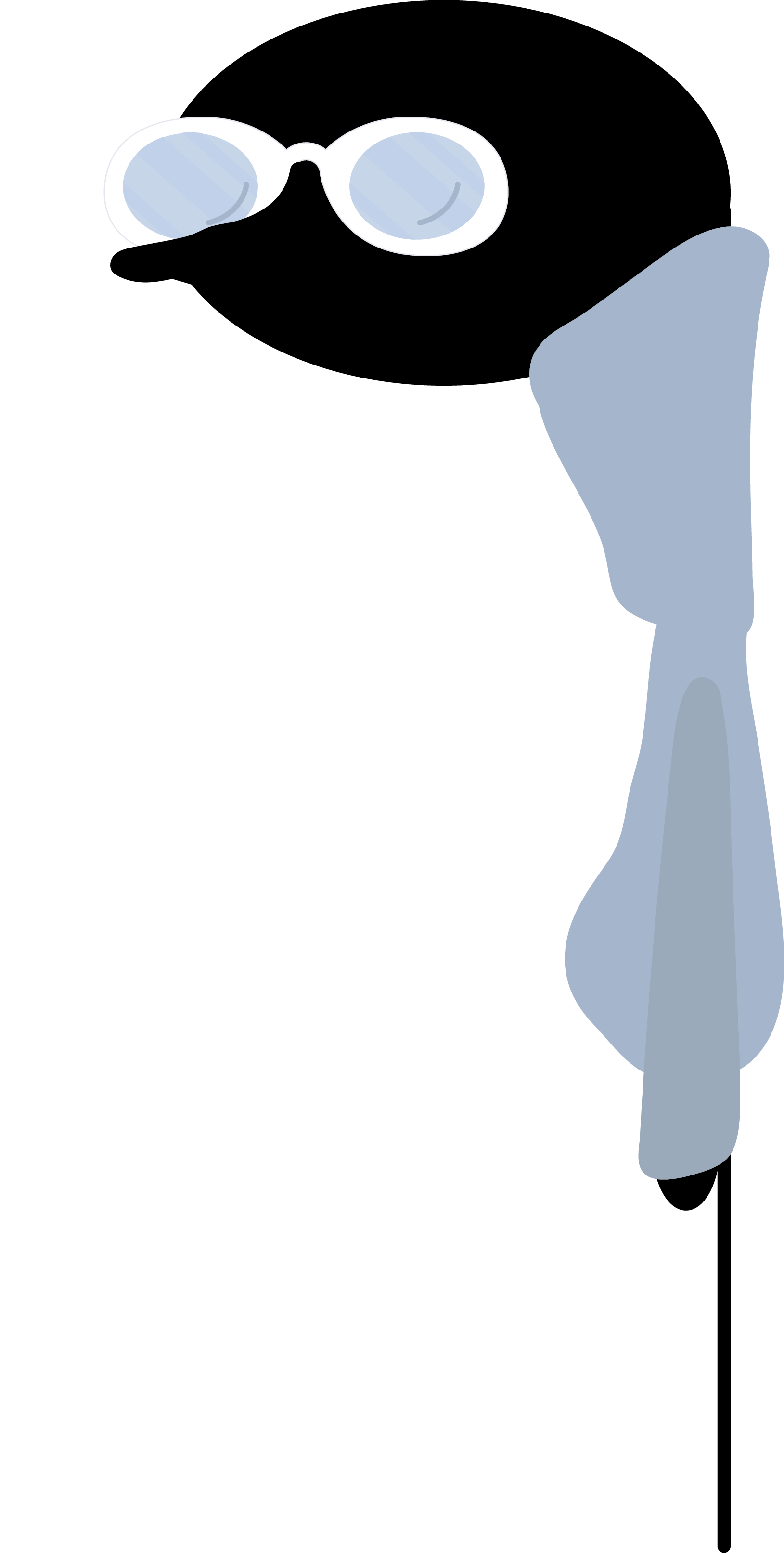 Argen concentrado Unha negra animada con gafas e postura concentrada