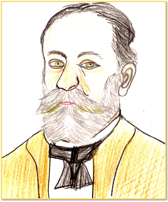 Retrato Saint Saëns Cara debuxada do compositor