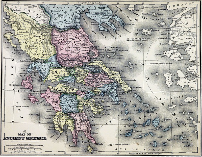 Antigo mapa de Grecia