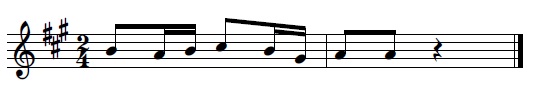 Dous compases, no último dúas corcheas e un silencio de negra