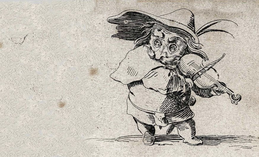 Caricatura dun violista do Século XVII